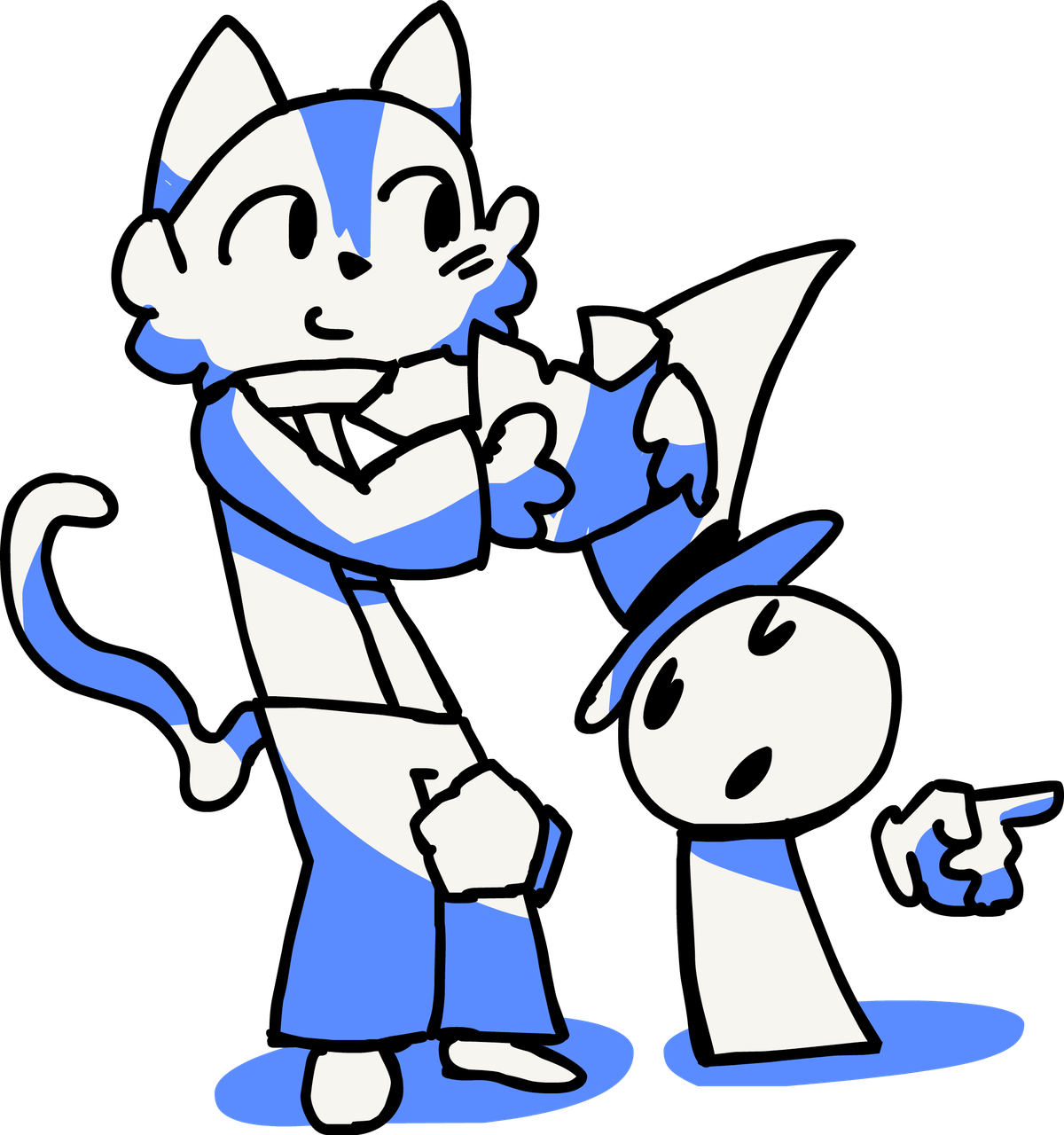 Ink and Cat exploring together.